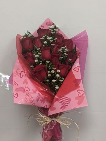 Wrapped Dozen Roses
