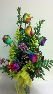 Half Dozen Rainbow Roses - SOLD OUT 