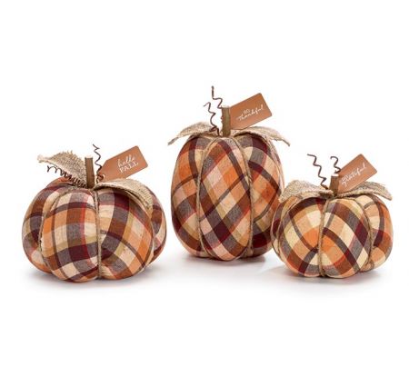 Plaid Pumpkins Trio Fabric (set of 3)